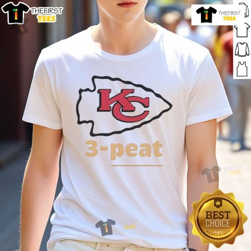Official Chiefs 3-Peat T-Shirt featuring bold team logo and championship design, perfect for loyal Kansas City Chiefs fans.