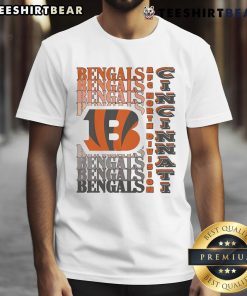 Alt Text: Official Cincinnati Bengals Gradient Wordmark T-Shirt featuring vibrant colors and team logo for fans.