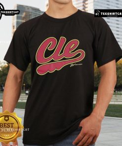 Official Cle Basketball Script T-Shirt featuring a bold script logo on a stylish, comfortable fabric for basketball fans.