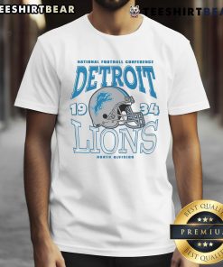 Alt Text: Official Detroit Lions Classic Team Helmet T-Shirt featuring the iconic Lions logo and vintage design, perfect for fans.
