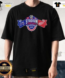 Official Detroit Red Wings vs Columbus Blue Jackets 2025 NHL Stadium Series matchup logo T-shirt design.