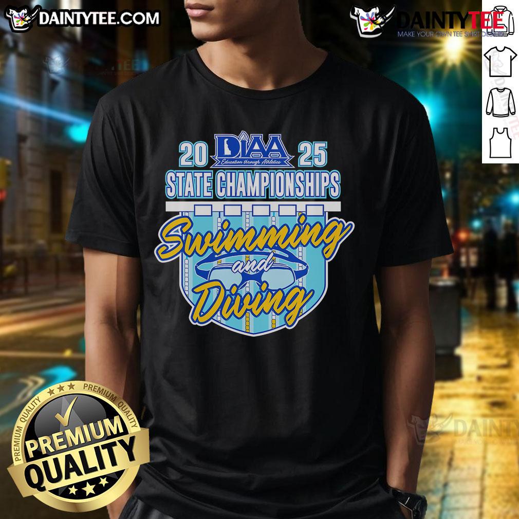 Official Diaa 2025 State Championships Swimming And Diving Logo T Shirt Alt Text: Official Diaa 2025 State Championships Swimming and Diving Logo T-Shirt featuring vibrant design and event details.