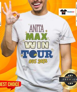 Official Drake The Anita Max Win Tour In Australia 2025 T-Shirt featuring bold graphics and tour details.