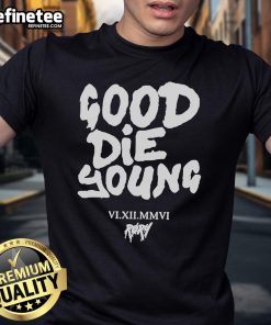 Official Good Die Young Vi Xii Mmvi Rory T-Shirt featuring a stylish design and vibrant colors for fans of the brand.