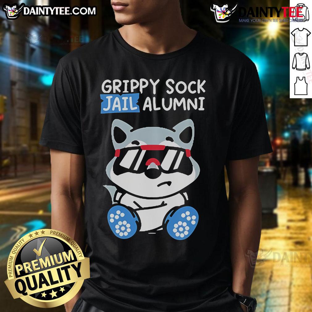 Official Grippy Sock Jail Alumni T Shirt Official Grippy Sock Jail Alumni T-Shirt featuring a bold design and vibrant colors, perfect for proud alumni.