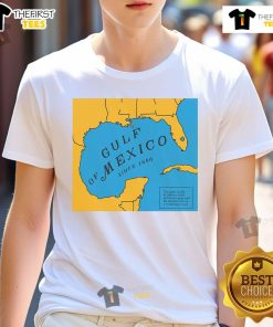 Official Gulf Of Mexico Since 1550 historic map T-shirt featuring a detailed vintage map design for maritime enthusiasts.