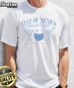 Official Gulf Of Mexico Social Club Stay Salty Resist Often T-Shirt featuring a vibrant ocean-themed design.