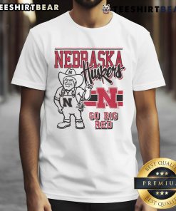 Alt Text: Official Herbie Husker Nebraska Cornhuskers retro logo mascot t-shirt featuring vibrant colors and classic design.