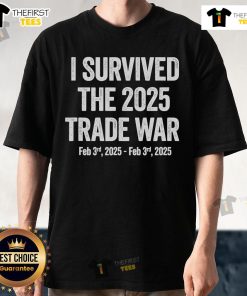 Alt Text: Official I Survived The 2025 Trade War T-Shirt featuring bold text, perfect for trade war enthusiasts and collectors.