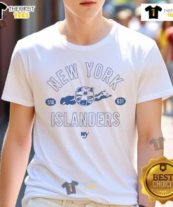 Official Islanders Long Island Lighthouse Cream T-Shirt featuring 516 631 design for fans of the New York Islanders.