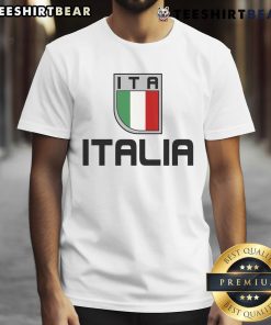 Official Italy Italia football soccer logo t-shirt featuring vibrant colors and iconic emblem for fans and players.