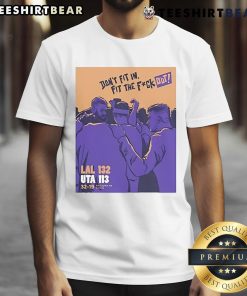 Official Jack Perkins 'Dont Fit In, Fit The F* Out' T-Shirt featuring bold typography and a modern design for casual wear.