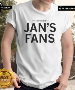 Official Just Another One Of Jan's Fans pink T-shirt featuring bold graphic design and comfortable fit for fans.
