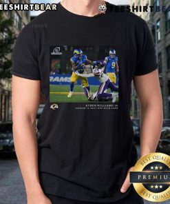 Kyren Williams Black Los Angeles Rams NFL Wild Card T-Shirt showcasing team pride and stylish design for fans.