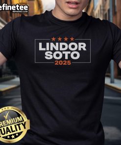 Official Lindor Soto 2025 New York T-Shirt featuring vibrant graphics and a comfortable fit for fans.