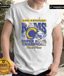 Official Los Angeles Rams Super Bowl LVI Champions T-Shirt featuring team logo and championship design.