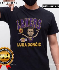 Official Luka Doni Los Angeles Lakers Homage Player T-Shirt featuring vibrant team colors and player graphics.