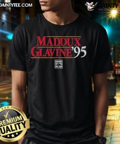 Alt Text: Official Maddux-Glavine '95 T-Shirt featuring iconic baseball graphics and vintage design celebrating the legendary duo.