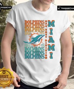 Official Miami Dolphins Gradient Wordmark T-Shirt featuring vibrant colors and logo, perfect for fans and collectors.