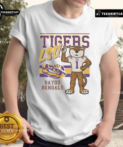 Alt Text: Official Mike The Tiger LSU Tigers retro logo mascot t-shirt featuring vibrant colors and iconic design.