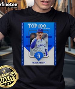 Official MLB Network Top 100 Players 2025 poster featuring No. 3 Bobby Witt Jr. in Kansas City Royals T-Shirt.