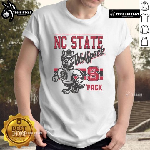 Alt Text: Official Mr Wuf NC State Wolfpack retro logo mascot T-shirt featuring vibrant colors and classic design for fans.