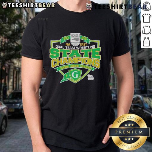 Official NCHSAA 2025 4A East State Champions Cardinal Gibbons Crusaders T-Shirt featuring team logo and championship details.