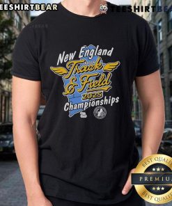 Official New England Indoor Track And Field 2025 Championships T-Shirt design featuring vibrant colors and event logo.