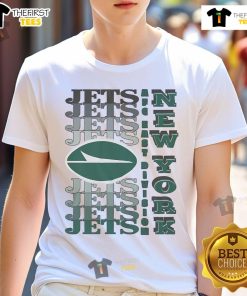 Official New York Jets Gradient Wordmark T-Shirt featuring bold team logo and stylish design for fans.