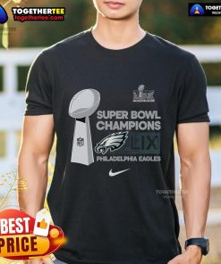 Official Nike Philadelphia Eagles Super Bowl Champions T-Shirt showcasing trophy collection design for fans.