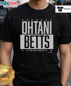 Official Ohtani-Betts Los Angeles T-Shirt featuring player graphics and team colors for baseball fans.
