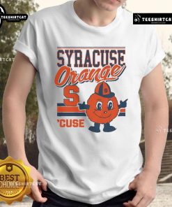 Official Otto The Orange Syracuse Orange retro logo mascot t-shirt featuring vibrant colors and playful design for fans.