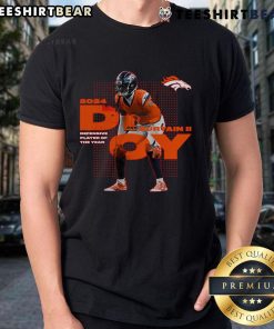 Official Patrick Surtain II Black Denver Broncos 2024 NFL Defensive Player of the Year T-Shirt showcasing team pride.