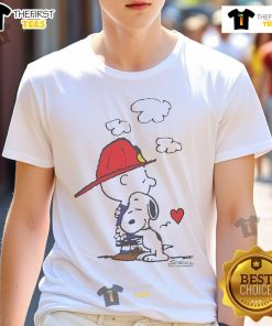 Official Peanuts Charity Wildfire T-Shirt featuring iconic characters and vibrant design to support wildfire relief efforts.