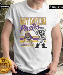 Official Peedee The Pirate East Carolina Pirates retro logo mascot T-shirt featuring vibrant colors and classic design.