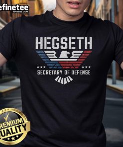 Official Pete Hegseth Secretary of Defense Trump MAGA Eagles T-Shirt featuring patriotic design and bold graphics.