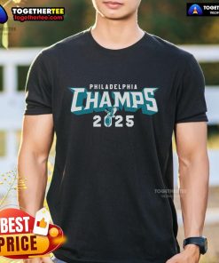 Official Philadelphia Champs 2025 T-Shirt featuring vibrant colors and team logo, perfect for celebrating the championship.
