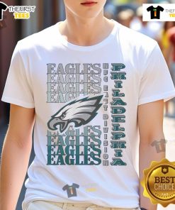 Official Philadelphia Eagles Gradient Wordmark T-Shirt featuring a stylish design in team colors for fans and supporters.
