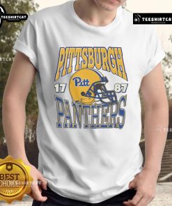 Alt Text: Official Pittsburgh Panthers Classic Team Helmet T-Shirt featuring the iconic Panthers logo and vibrant team colors.