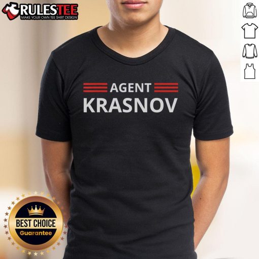 Official Recruited By The KGB Agent Krasnov T-Shirt featuring a bold design and vintage style for spy enthusiasts.