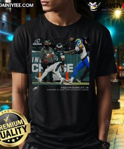 Official Saquon Barkley Philadelphia Eagles NFL Divisional Round T-Shirt featuring vibrant team colors and bold graphics.