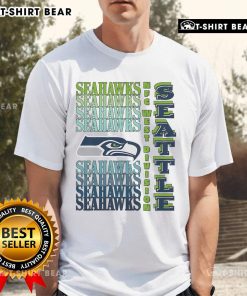 Official Seattle Seahawks Gradient Wordmark T-Shirt featuring vibrant team colors and logo for fans and collectors.