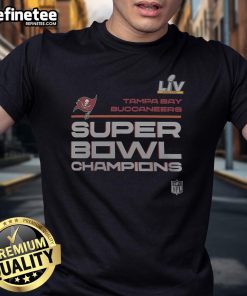 Official Tampa Bay Buccaneers Super Bowl LV Champions shirt featuring trophy collection design, perfect for fans.