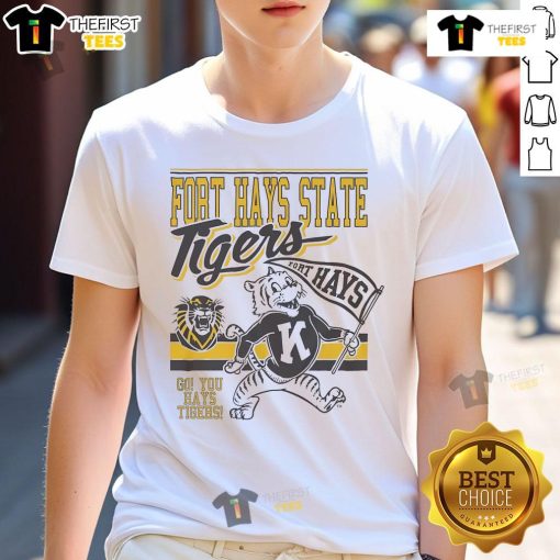 Official Victor E Tiger Fort Hays State Tigers retro logo mascot T-shirt featuring a vintage design and vibrant colors.