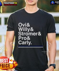 Official Washington Hockey T-Shirt featuring Ovi, Willy, Stromer, Pro, and Carly in a stylish ampersand design.