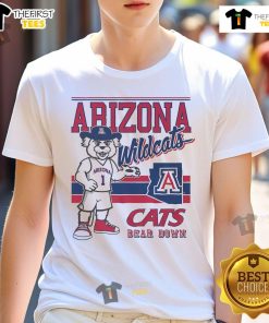 Official Wilbur Wildcat Arizona Wildcats retro logo mascot t-shirt featuring vibrant graphics and a classic design.