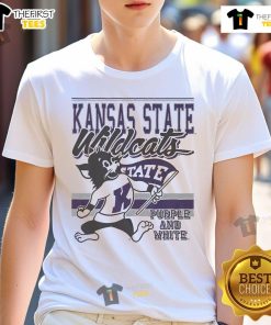 Official Willie The Wildcat Kansas State Wildcats retro logo mascot t-shirt featuring vibrant colors and classic design.