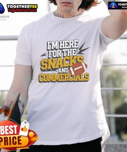 Original Football Snacks And Commercials Kickoff T-Shirt featuring vibrant graphics for game day style and spirit.