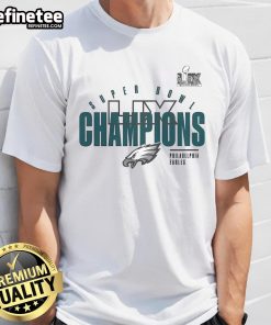 Original Philadelphia Eagles Super Bowl LIX Champions T-Shirt showcasing iconic victory design in green and white colors.