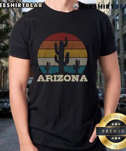 Premium Arizona Cactus Desert Vintage Retro Sunset T-Shirt featuring a vibrant desert scene and stylish retro design.